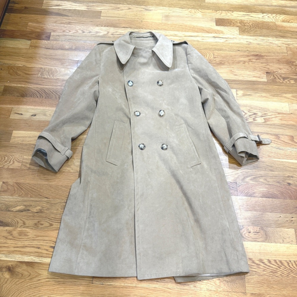 Vintage Mrs Stuart Suede Trench Coat Porter's Stevens New Orleans Tan 60s 70s